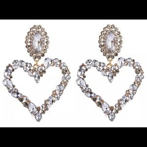 Baroque Heart Earrings Inlaid with Rhinestones